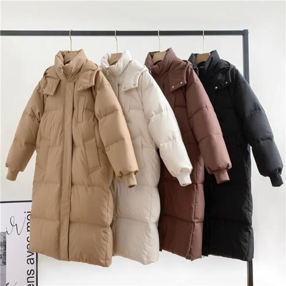 Long Puffer Jacket for Women,2024 Thickened Winter Coat Hooded with Deep - Picture 6 of 7